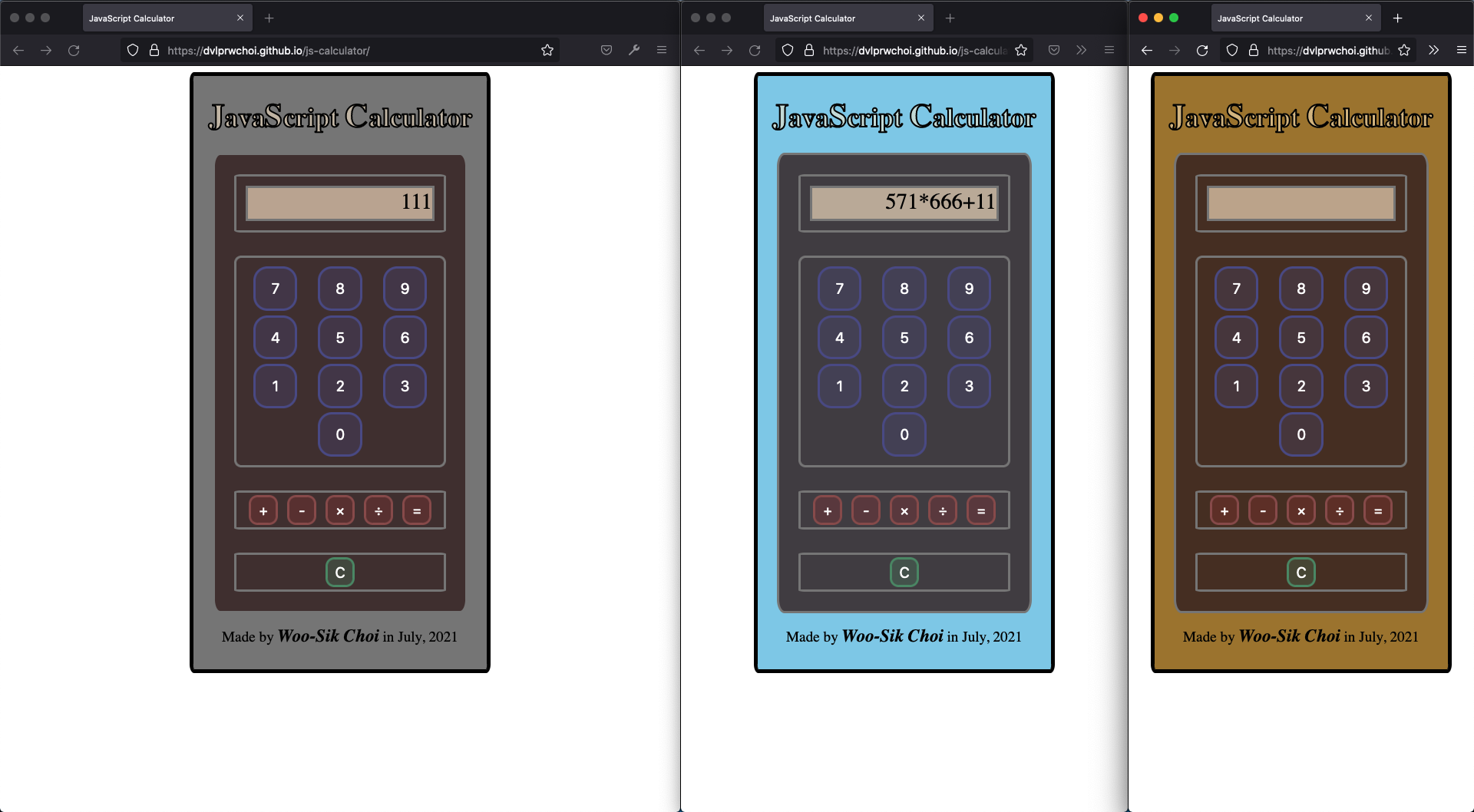 JavaScript Calculator Screenshot