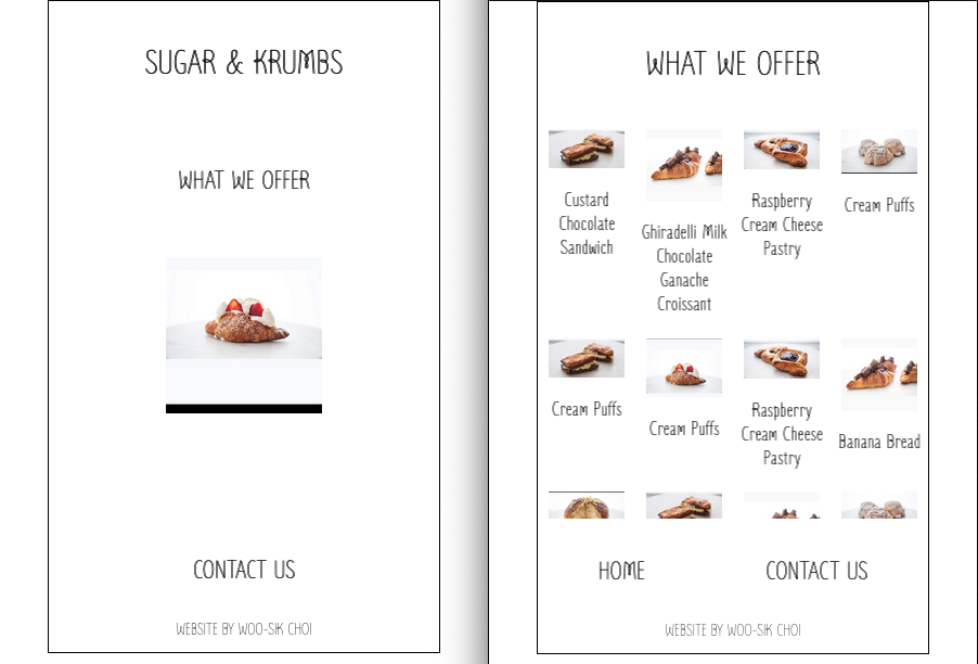 Sugar & Krumbs Website Screenshot