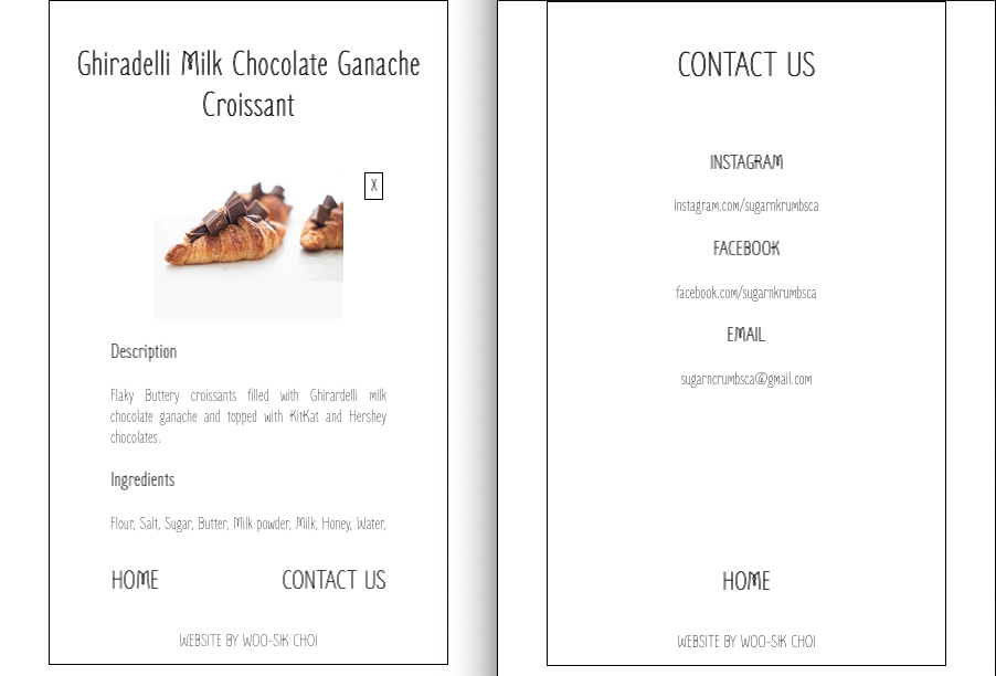 Sugar & Krumbs Website Screenshot