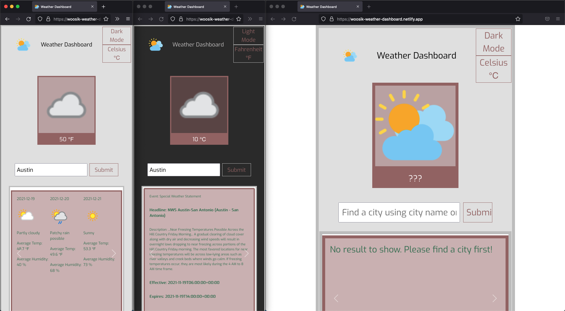 Weather Dashboard Screenshot